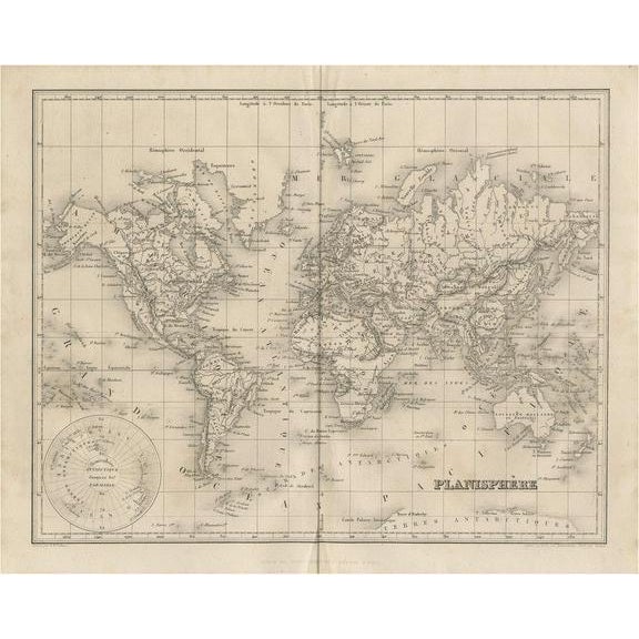 Antique Map of the World by Balbi, 1847 For Sale - Image 6 of 6