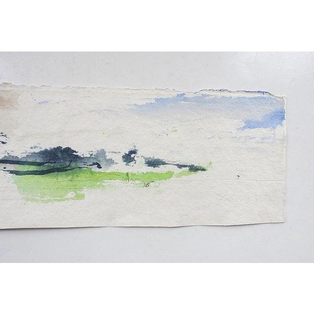 Long-format abstract landscape using watercolor and pencil on heavy watercolor paper by George Turner (1943-2014). Signed,...