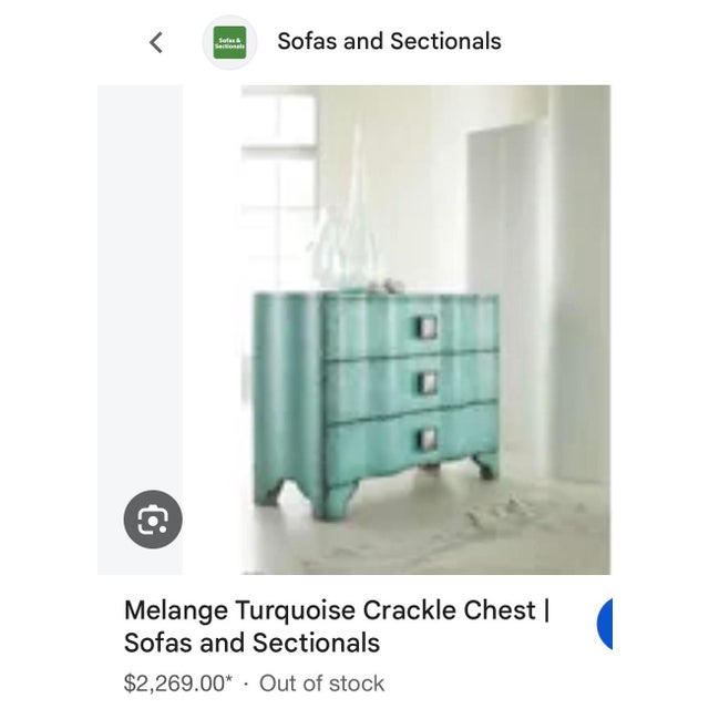 Mid-Century Modern Mid-Century Modern Hooker Furniture Melange Turquoise Crackle Chest of Drawers For Sale - Image 3 of 3