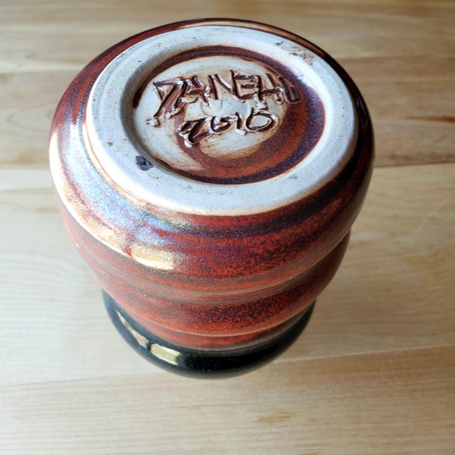 Mid 20th Century Mid-Century Modern Studio Pottery Glazed Stoneware Bud Vase Signed For Sale - Image 5 of 6