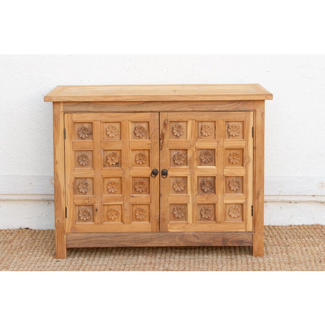 Contemporary Carved Floral Lotus Buffet Cabinet For Sale - Image 3 of 10