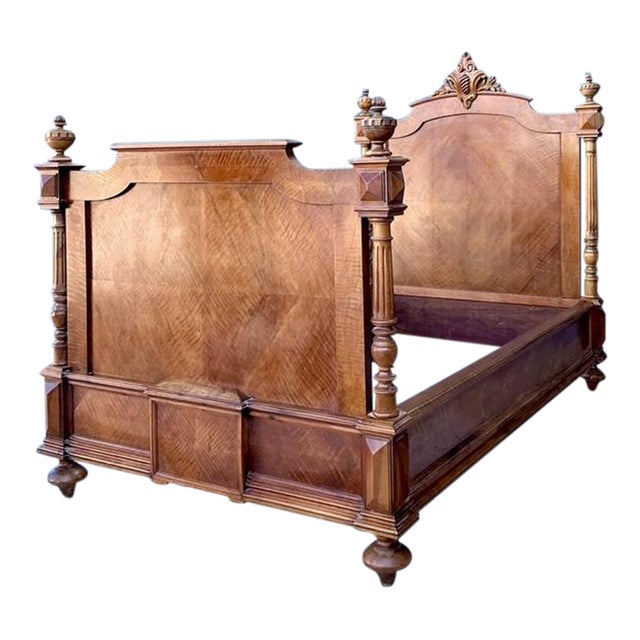 Vintage Eastlake Carved Wood Twin Bed For Sale