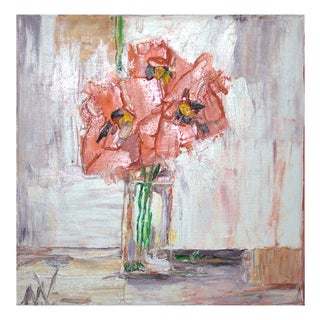 Natalia Vypritskaia, Poppies in a Glass Vase, Oil on Canvas For Sale