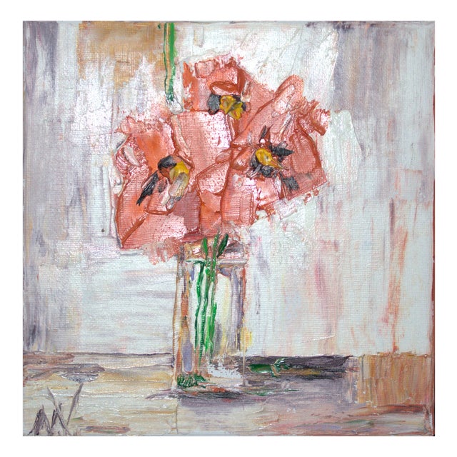 Natalia Vypritskaia, Poppies in a Glass Vase, Oil on Canvas For Sale