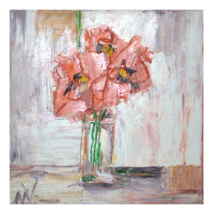 Natalia Vypritskaia, Poppies in a Glass Vase, Oil on Canvas