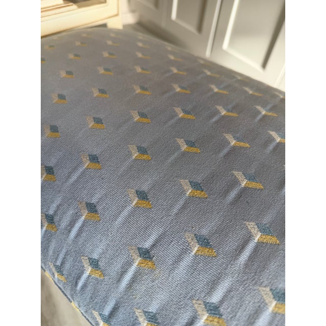 Late 19th Century French Directoire Style Painted Bench With Light Blue Upholstery For Sale - Image 9 of 10