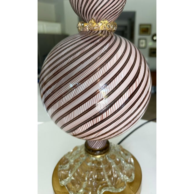 Mid Century Aventurine Filigrana Dino Martens Murano Table Lamp For Sale - Image 11 of 17