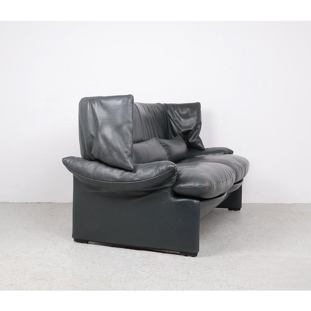 Set of Leather Sofa with Pouf by Vico Magistretti for Cassina, 1980s For Sale - Image 7 of 16