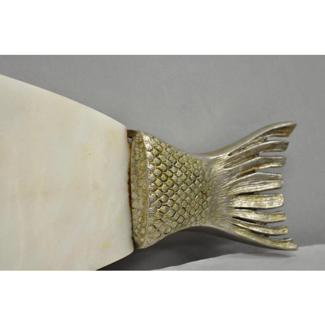 Metal Vintage Mid Century Modern Fish Marble Metal Cutting Board Sushi Serving Platter For Sale - Image 7 of 15