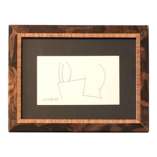Original Vintage Miniature Abstract Robert Cooke Ink Drawing 1970’s Framed For Sale