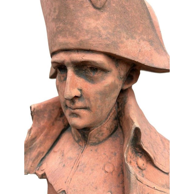 Napoleon Bonaparte Cast Stone Bust with Terracotta Finish Garden Ornament For Sale - Image 3 of 18