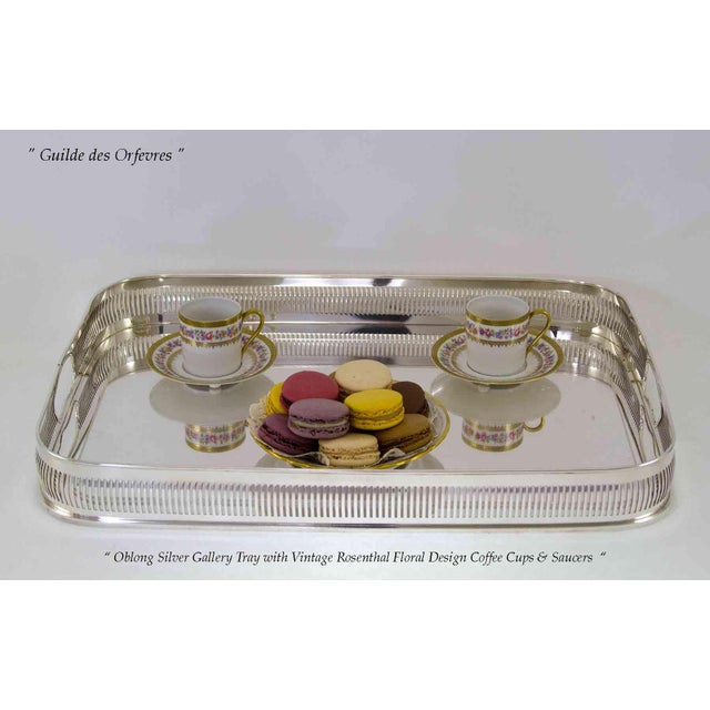 1990s New Silver Oblong Gallery Tray, Plain & Pierced Border For Sale - Image 4 of 12