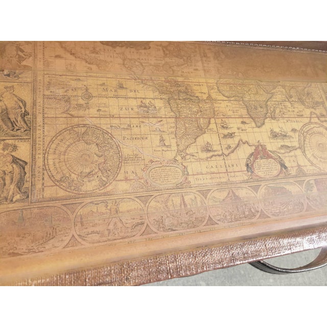 Vintage Stacked Graduated Luggage Leather Grasscloth Ralph Lauren Style 4 Drawer Chest For Sale - Image 12 of 16