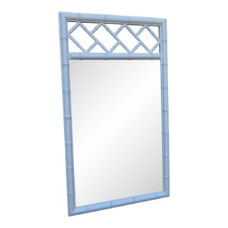 Hollywood Regency Painted Faux Bamboo Vanity Dresser Bathroom Wall Mirror 6356 For Sale