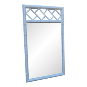Hollywood Regency Painted Faux Bamboo Vanity Dresser Bathroom Wall Mirror 6356