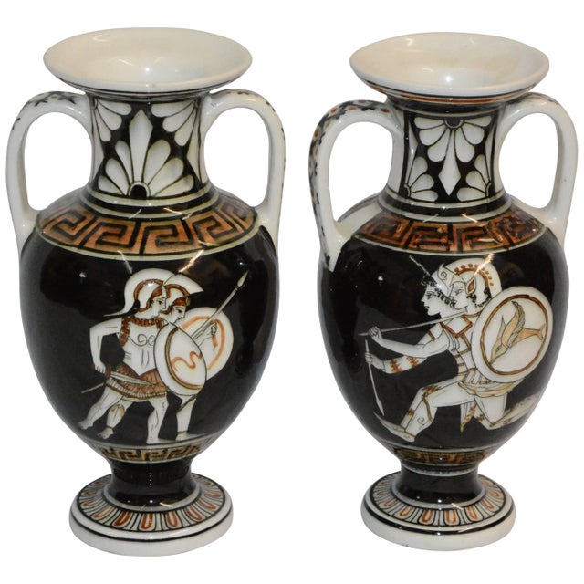Pair of Neoclassical Vases With Greek Key Details For Sale - Image 9 of 9