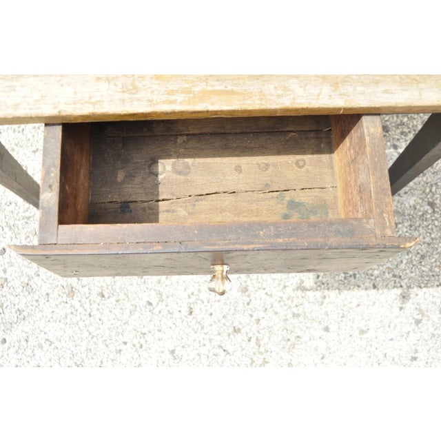Antique French Country Primitive Black Distress Painted 1 Drawer Desk Work Table For Sale - Image 11 of 12