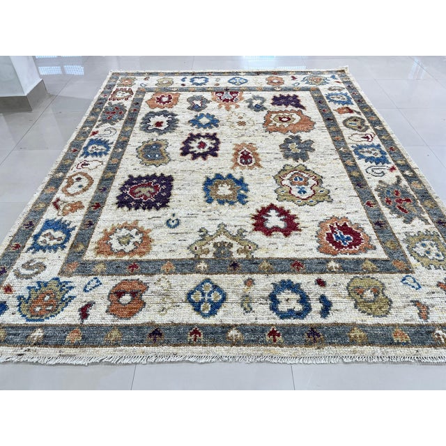 Textile 9x12 Sumptuous Fiona Ivory Abstract Floral Geometric Handknotted Wool Carpet Rug For Sale - Image 7 of 7
