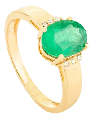 Bold 14k Yellow Gold Emerald Diamond Men's Engagement Ring Size 7