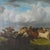 This striking vintage oil painting captures the raw power and movement of a thundering herd of horses galloping across an...
