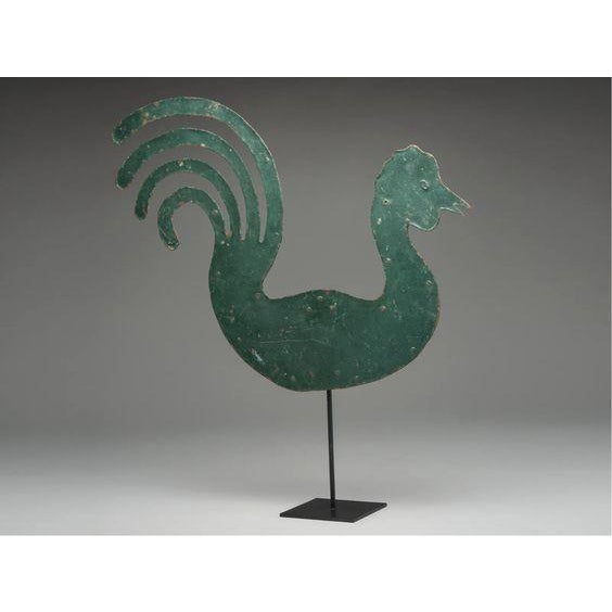 Antique 19th Century Cut Metal Rooster Weathervane on Stand For Sale - Image 4 of 4