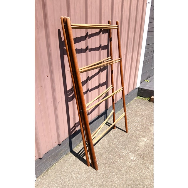 Antique Primitive Fold Up Drying Rack Maple Wood Org Finish 120 in Wide 1880s For Sale In Cleveland - Image 6 of 17