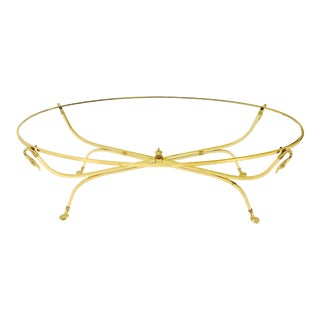 Solid Brass Oval Swan Heads Feet Motive Coffee Table Center Finial For Sale