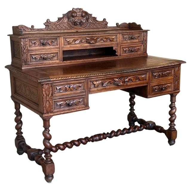Antique Spanish Oak Desk, 1900 For Sale - Image 10 of 10