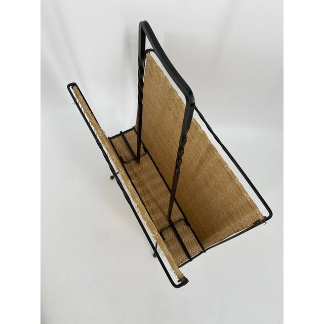 Mid-Century Modern Newspaper Rack with Wickerwork, Germany, 1950s For Sale - Image 6 of 8