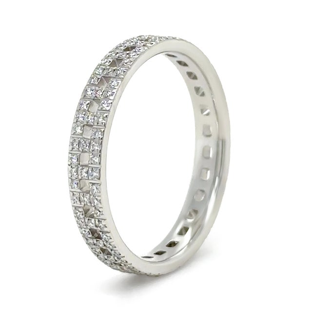 Tiffany & Co. 18ct White Gold T True Narrow Pavé Diamond Ring 0.23ct 3.73g For Sale - Image 6 of 9