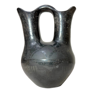 1960s Native American Faustina Gutierrez Santa Clara Pueblo Black Pottery Wedding Jar