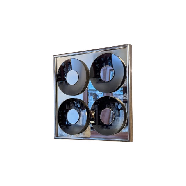 1970s Hal Bienenfeld "Mirror Graphics" Chrome Op Art Mirror Sculpture For Sale - Image 6 of 7