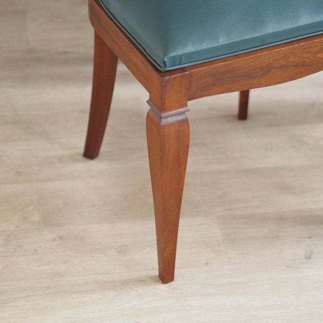 Wood Art Deco Chairs with Petrol Faux Leather Seats, 1930s, Set of 6 For Sale - Image 7 of 18
