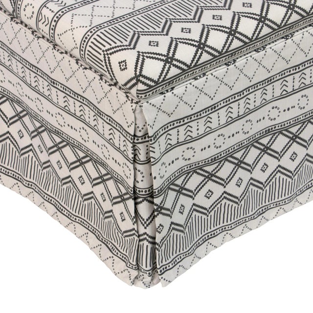 Not Yet Made - Made To Order Kuba Ink Skirted Storage Ottoman For Sale - Image 5 of 10