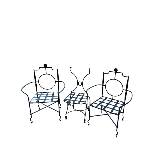 Three Wrought Iron Chairs After the 1943 Models by Gilbert Poillerat (1902- 1988), Second Half 20th Century For Sale In Phoenix - Image 6 of 15