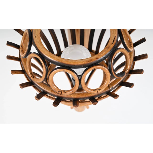 Mid-Century Rattan and Bamboo Lantern Sconce by Louis Sognot, 1960s For Sale - Image 11 of 13
