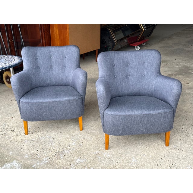 Danish Art Deco Lounge Chair in Wool, 1940s For Sale - Image 4 of 5