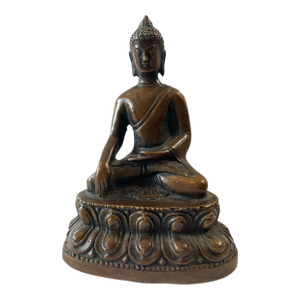 Vintage Bronze Seating Touching Buddha 3.5" H