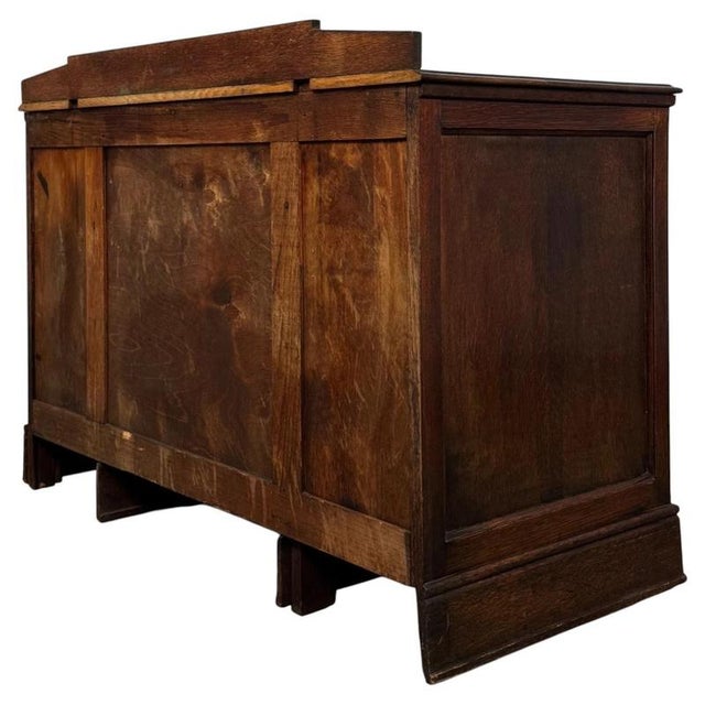 Brown Antique Early 20th Century English Edwardian Carved Oak Desk For Sale - Image 8 of 13