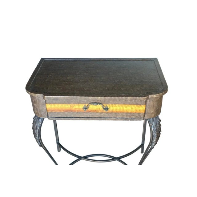 Late 20th Century Late 20th Century Reptillian Snakeskin Side Accent Table For Sale - Image 5 of 12