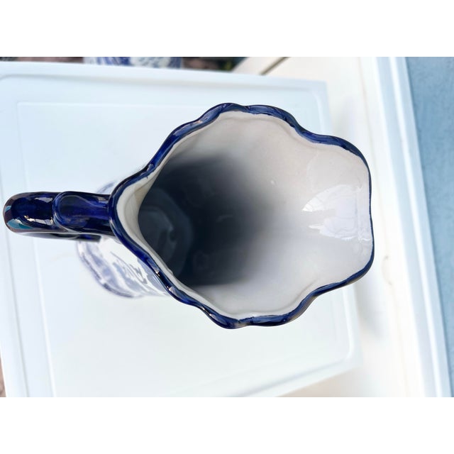 Ceramic Vintage Porcelain Blue & White Pitcher/ Vase For Sale - Image 7 of 7