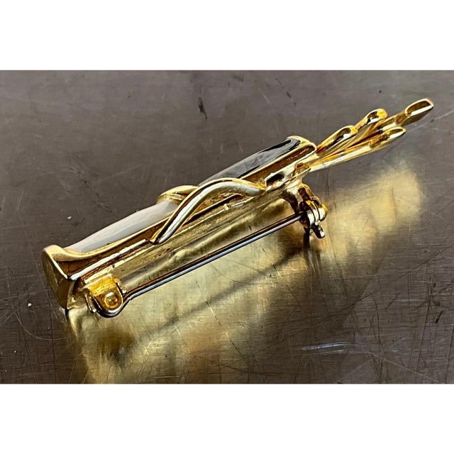 Metal Vintage Black/White Enamel Golf Bag Brooch For Sale - Image 7 of 12