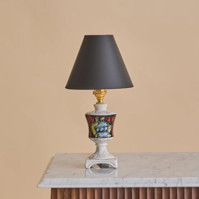 Black 1960s Italian Porcelain Table Lamp, 1960s - a Pair For Sale - Image 8 of 13