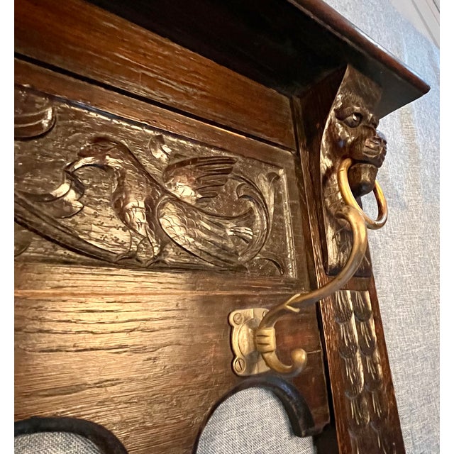 Antique Gothic Lions Head Wall Shelf Coat & Hat Rack For Sale - Image 12 of 18