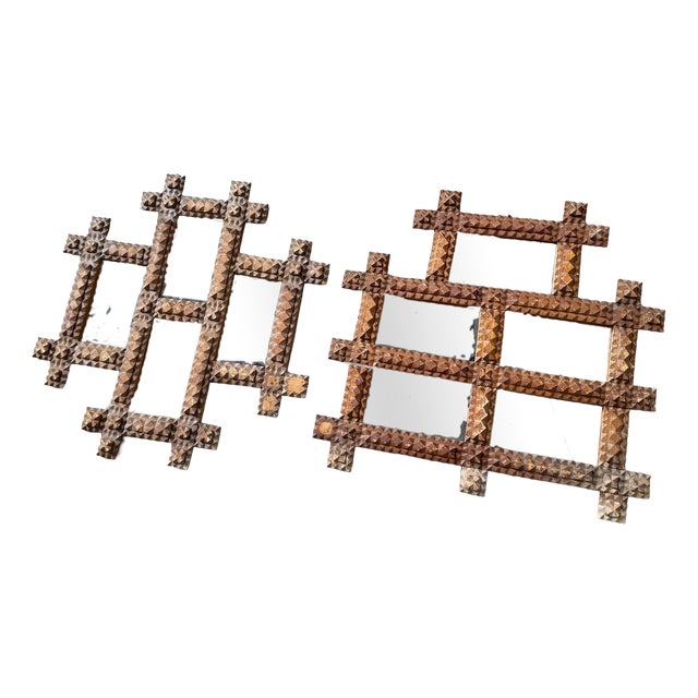 Tramp Art Mirror Frames, 1890s, Set of 2 For Sale