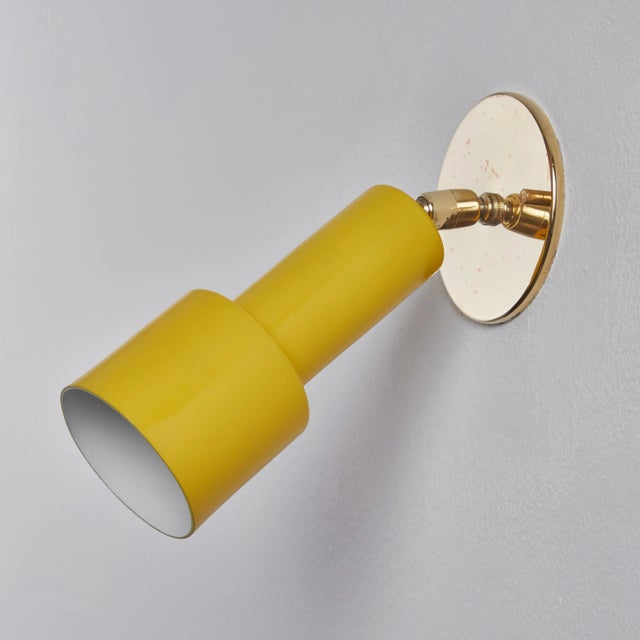 Yellow 1960s Tito Agnoli Perforated Yellow Metal & Brass Sconce for O-Luce For Sale - Image 8 of 12