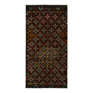 Vintage Cecim Kilim Tribal Rug in Brown, Orange, Multicolor Geometric Patterns For Sale