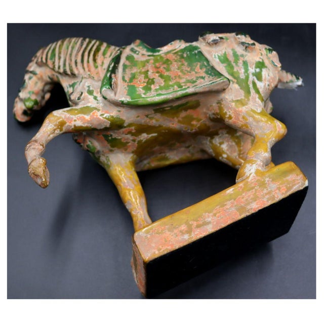 Green Early 20th Century Chinese Sancai Glazed Tang Style Tomb Horses—A Pair For Sale - Image 8 of 10