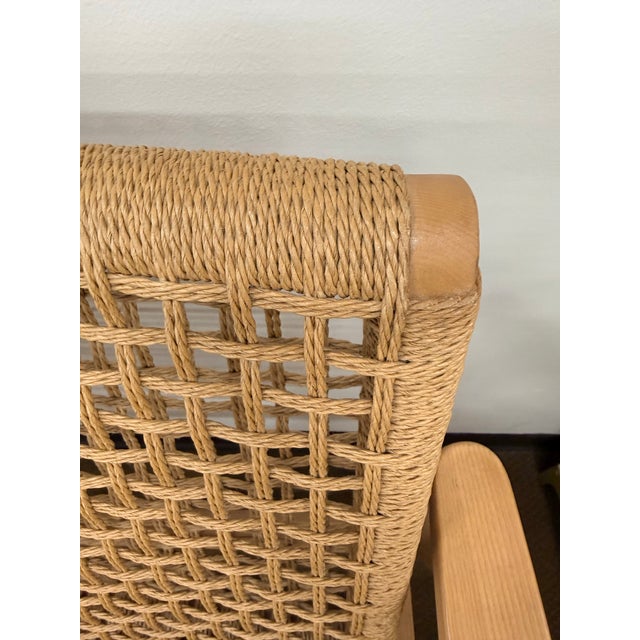 Mid Century Style Natural Oak and Rope Lounge Chair For Sale In New York - Image 6 of 8