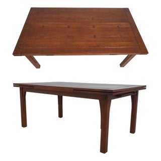 Stickley Mission Oak Refractory Draw-Leaf Dining Table For Sale